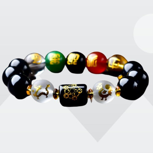 Five-Element Obsidian Bracelet (12 mm Beads)