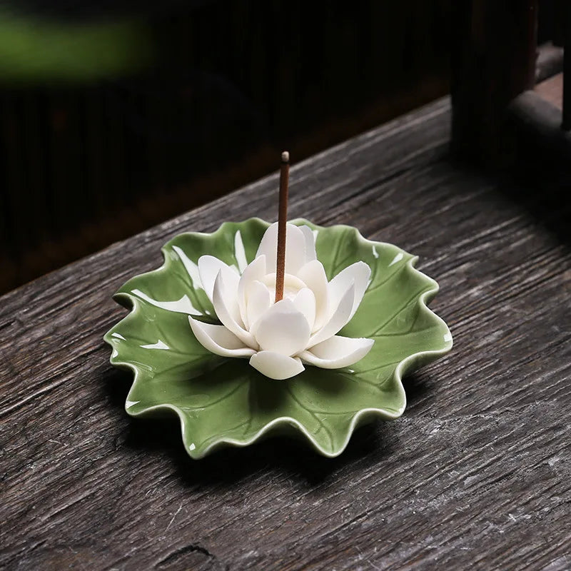 Ceramic Lotus Incense Burner - Handmade